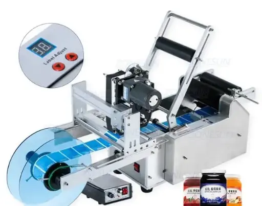 Etiqueteuse semi-automatique pour bouteilles rondesstique